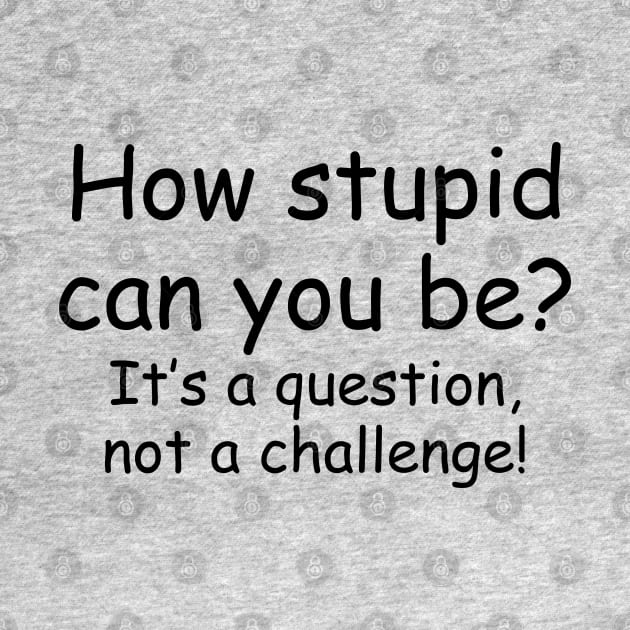 How Stupid Can You Be? It's a Question Not a Challenge! by PeppermintClover